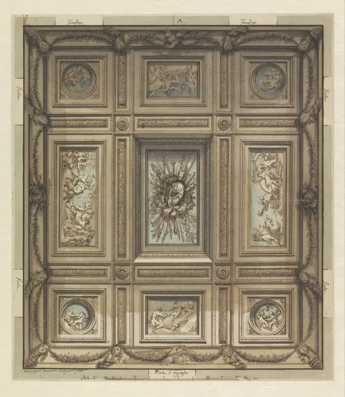 Ontwerp voor een rijk gedecoreerd plafond Wall Art by Unknown - High-Resolution Digital Print