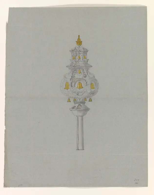 Ontwerp voor een scepter met bellen Wall Art by J.H. Hellweg - High-Resolution Digital Print