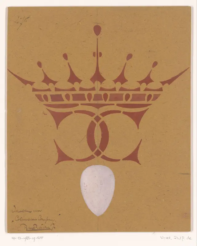 Ontwerp voor een sjabloon met een kroon en de letters CC Wall Art by Unknown - High-Resolution Digital Print