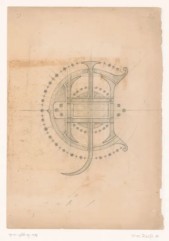 Ontwerp voor een sjabloon met monogram CHJ Wall Art by Reinier Willem Petrus de Vries (1874-1953) - High-Resolution Digital Print