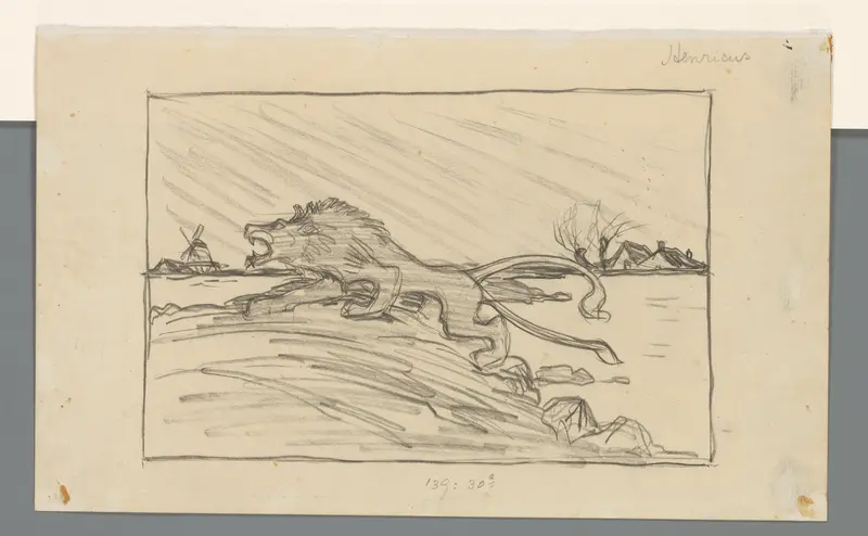 Ontwerp voor een spotprent op de Stormvloed van 1906 Wall Art by Henricus - High-Resolution Digital Print