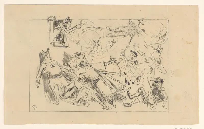 Ontwerp voor een spotprent op koning Alfons XIII van Spanje en de katholieke geestelijkheid Wall Art by Henricus - High-Resolution Digital Print