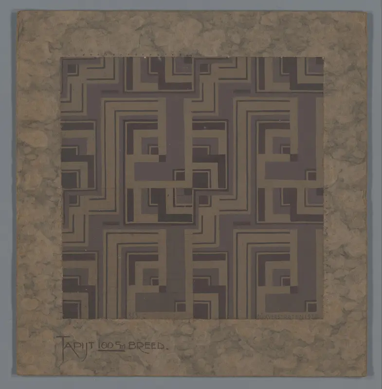Ontwerp voor een tapijt met geometrisch patroon Wall Art by Unknown - High-Resolution Digital Print