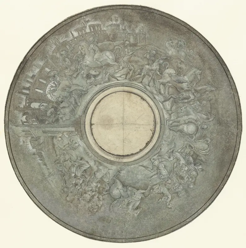 Ontwerp voor een tazza met het innemen van Troje Wall Art by Unknown - High-Resolution Digital Print