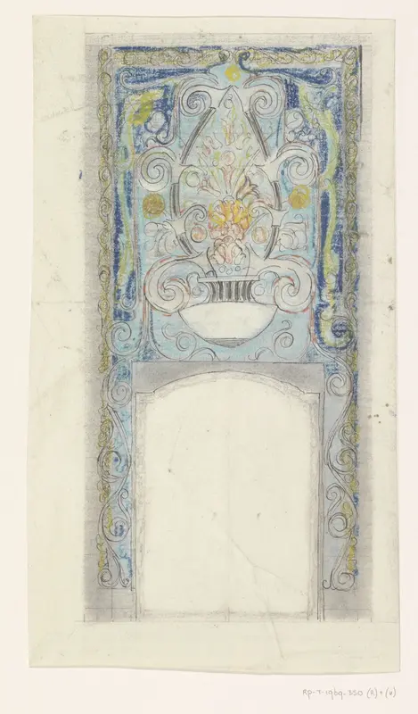 Ontwerp voor een tegeltableau met een bloemenvaas Wall Art by Carel Adolph Lion Cachet - High-Resolution Digital Print