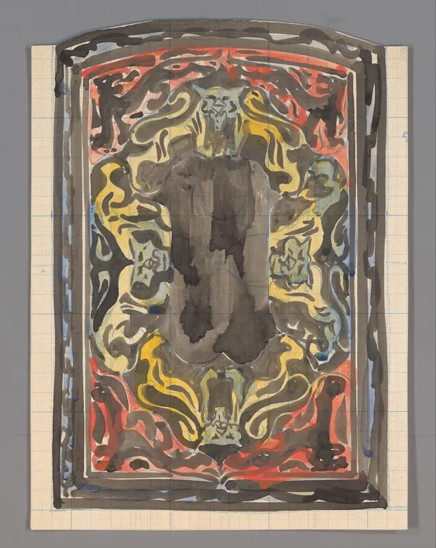 Ontwerp voor een tegeltableau met leeuwen Wall Art by Carel Adolph Lion Cachet - High-Resolution Digital Print