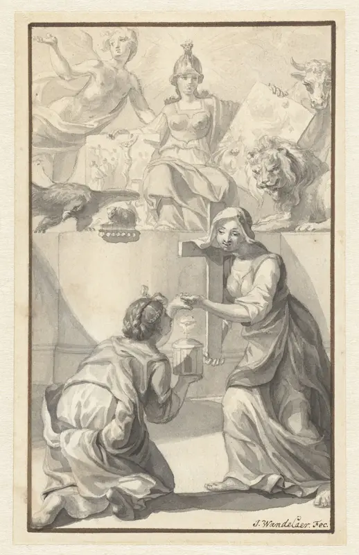 Ontwerp voor een titelblad met allegorie op het Geloof Wall Art by Jan Wandelaar - High-Resolution Digital Print