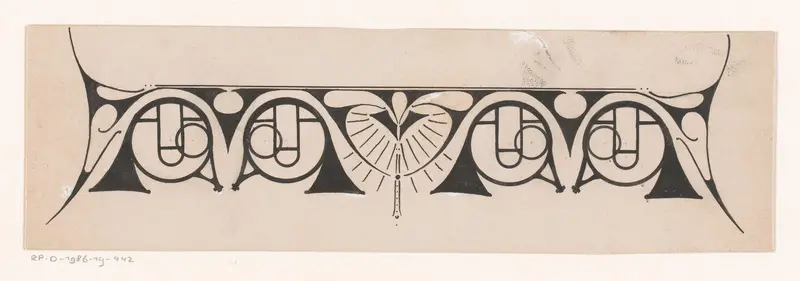 Ontwerp voor een titelhoofd met een patroon van blaasinstrumenten Wall Art by Reinier Willem Petrus de Vries (1874-1953) - High-Resolution Digital Print