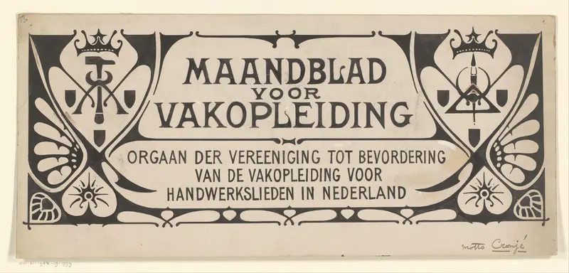 Ontwerp voor een titelhoofd van het Maandblad voor Vakopleiding Wall Art by Reinier Willem Petrus de Vries (1874-1953) - High-Resolution Digital Print