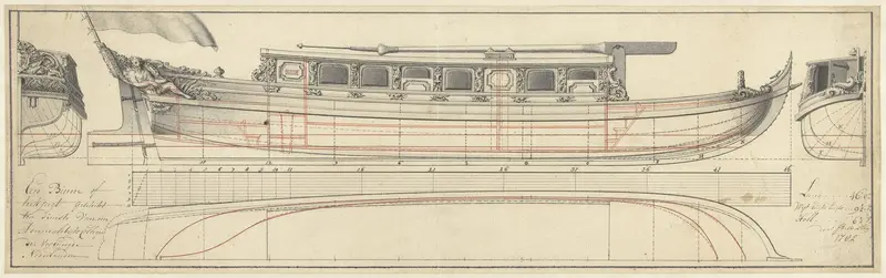 Ontwerp voor een trekjacht, geschikt ten dienst van de Admiraliteits College der Verenigde Nederlanden Wall Art by Jacob de Hen - High-Resolution Digital Print