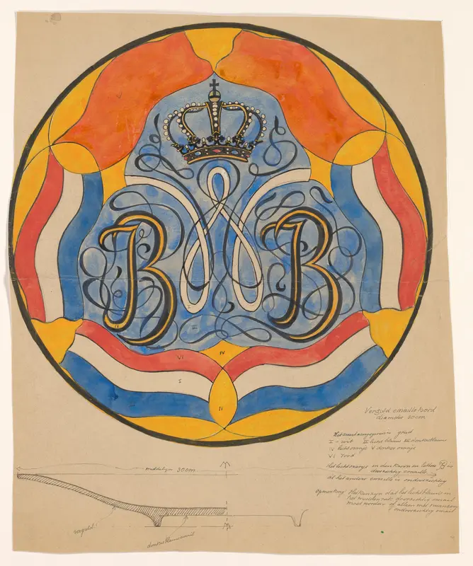 Ontwerp voor een verguld emaille bord Wall Art by Carel Adolph Lion Cachet - High-Resolution Digital Print