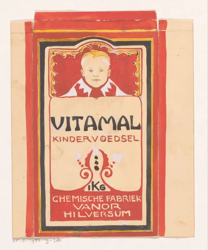 Ontwerp voor een verpakking van Vitamal kindervoedsel Wall Art by Reinier Willem Petrus de Vries (1874-1953) - High-Resolution Digital Print