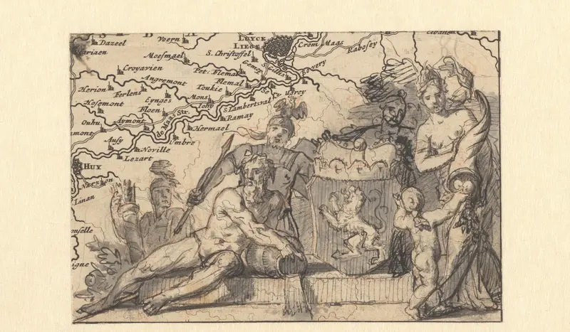 Ontwerp voor een vignet met het wapen van Brabant Wall Art by Gerard de Lairesse - High-Resolution Digital Print