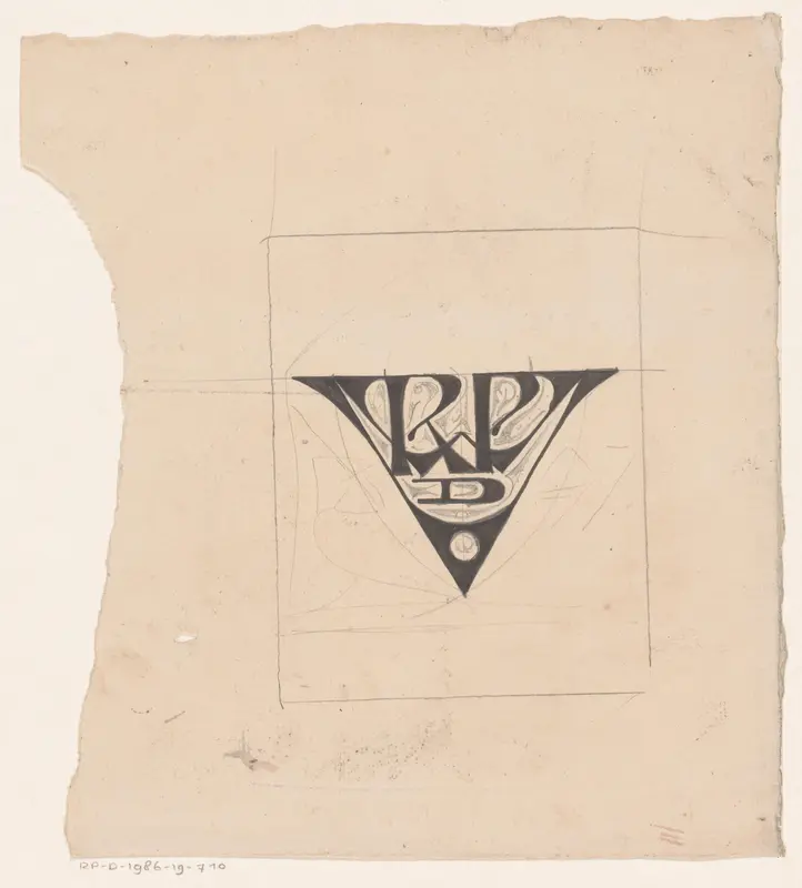 Ontwerp voor een vignet met monogram RWPdV Wall Art by Reinier Willem Petrus de Vries (1874-1953) - High-Resolution Digital Print