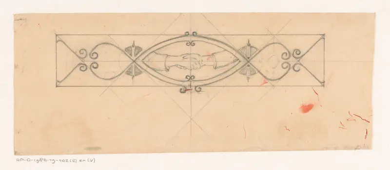 Ontwerp voor een vignet met twee schuddende handen Wall Art by Reinier Willem Petrus de Vries (1874-1953) - High-Resolution Digital Print