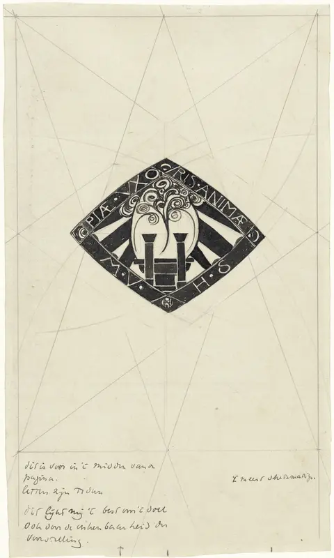 Ontwerp voor een vignet Piae Uxoris Animae Wall Art by Richard Nicolaüs Roland Holst - High-Resolution Digital Print