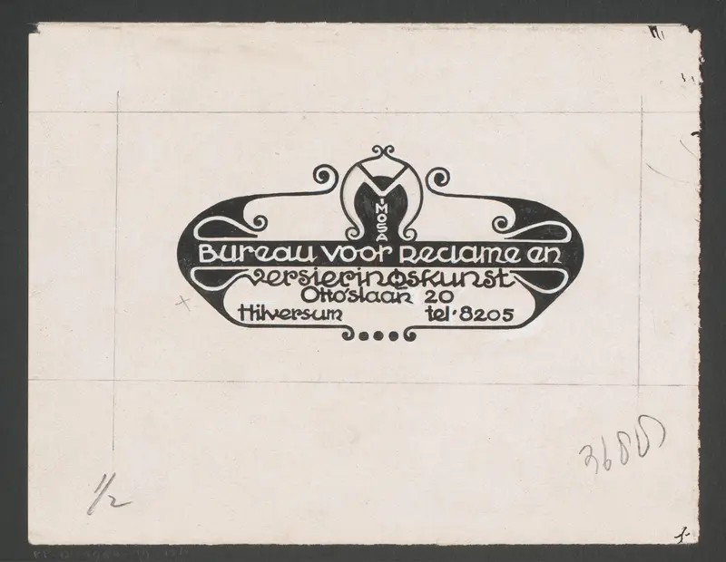 Ontwerp voor een vignet van Bureau voor Reclame en Versieringskunst Mimosa Wall Art by Reinier Willem Petrus de Vries (1874-1953) - High-Resolution Digital Print