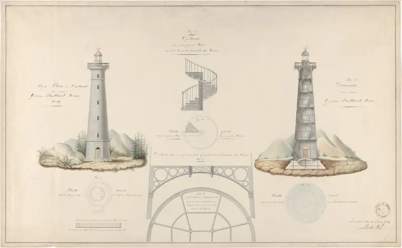 Ontwerp voor een vuurtoren (voor Zierikzee?) Wall Art by van der Velde - High-Resolution Digital Print