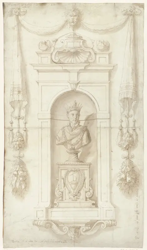 Ontwerp voor een wandmonument met Cosimo I dei Medici Wall Art by Jacopo Ligozzi - High-Resolution Digital Print