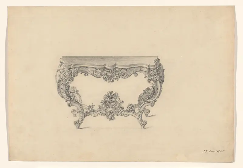 Ontwerp voor een wandtafel in neo-rococo stijl Wall Art by Unknown - High-Resolution Digital Print