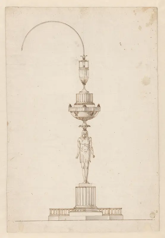 Ontwerp voor een zilveren olielamp met een Egyptische figuur Wall Art by anonymous - High-Resolution Digital Print