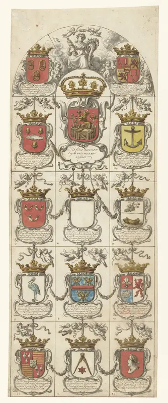 Ontwerp voor glasraam 4 geschonken door de College ter Admiraliteit tot Amsterdam Wall Art by Pieter Jansz - High-Resolution Digital Print