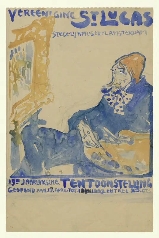 Ontwerp voor het affiche van de 19e jaarlijkse Tentoonstelling van Vereening St. Lukas in het Stedelijk Museum te Amsterdam Wall Art by Leo Gestel - High-Resolution Digital Print