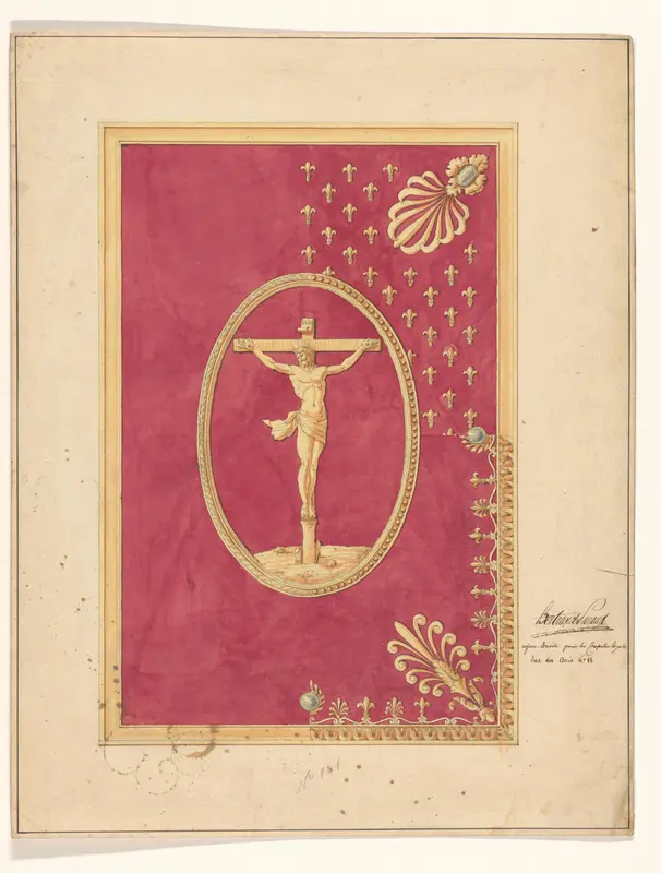 Ontwerp voor het beslag van een boekband, met Christus aan het kruis Wall Art by Unknown - High-Resolution Digital Print