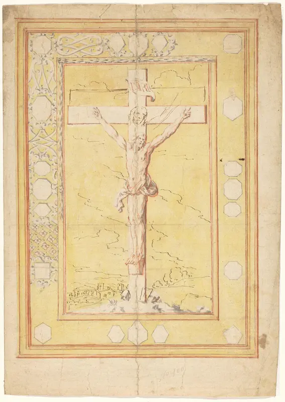 Ontwerp voor het beslag van een boekband, met de gekruisigde Christus Wall Art by anonymous - High-Resolution Digital Print