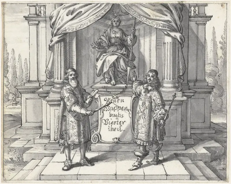 Ontwerp voor het frontispiece van Dess neuen Teutschen Wappenbuchs Vierter Teil Wall Art by anonymous - High-Resolution Digital Print
