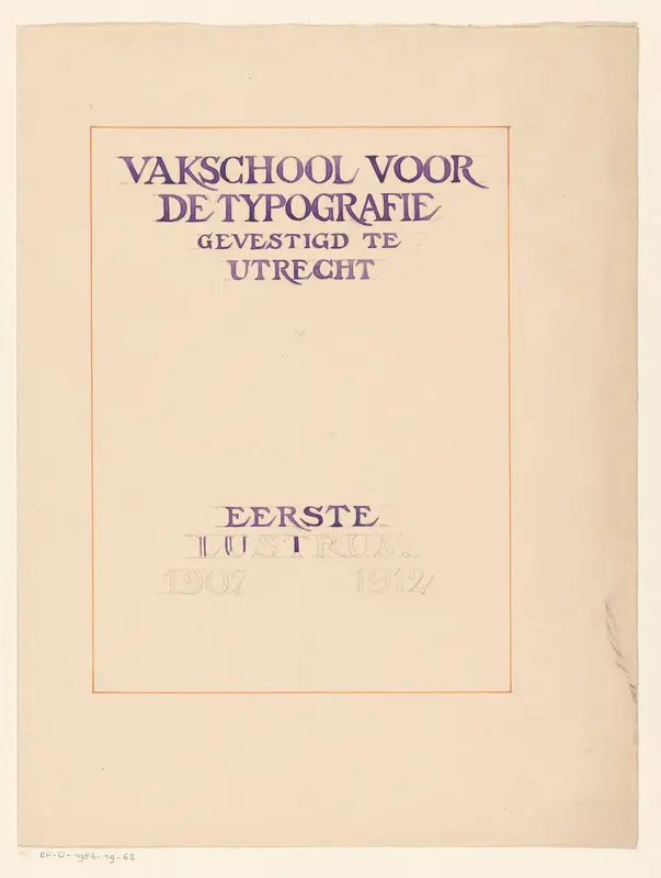Ontwerp voor het lustrumboek van de Vakschool voor de typografie te Utrecht Wall Art by Reinier Willem Petrus de Vries (1874-1953) - High-Resolution Digital Print