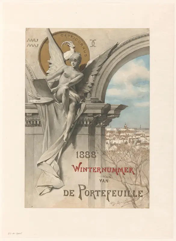 Ontwerp voor het omslag van het winternummer van De Portefeuille, 1888 Wall Art by Nicolaas van der Waay - High-Resolution Digital Print