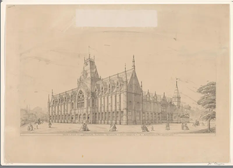 Ontwerp voor het Rijksmuseum // Projet pour le Muzeum Koning Willem de Eerste a Amsterdam MDCCCLXIIII Wall Art by Pierre Joseph Hubert Cuypers - High-Resolution Digital Print