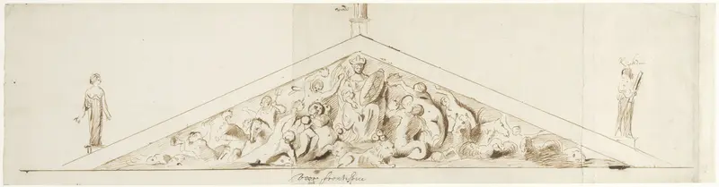 Ontwerp voor het timpaan aan de voorzijde van het Amsterdamse Stadhuis Wall Art by Unknown - High-Resolution Digital Print