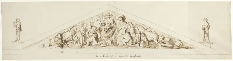 Ontwerp voor het timpaan aan de westzijde van het Amsterdamse Stadhuis Wall Art by Unknown - High-Resolution Digital Print