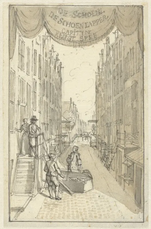 Ontwerp voor het titelblad voor het toneelstuk De Schoenlapper-Capityn of Krispyns Koddige Schakinge Wall Art by Adolf van der Laan - High-Resolution Digital Print