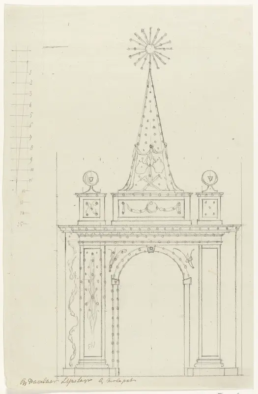 Ontwerp voor illuminatie van het huis van Hasselaar Lynslager te Amsterdam, 1788 Wall Art by Hendrik G. van Raan - High-Resolution Digital Print