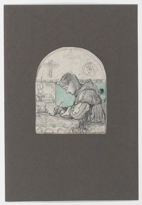 Ontwerp voor illustratie (fol. 1): Van den Vos Reinaerde; De schrijver Willem Wall Art by Bernard Willem Wierink - High-Resolution Digital Print