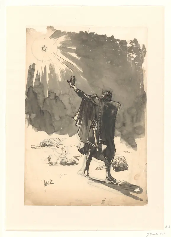 Ontwerp voor illustratie in De Amsterdammer: De Kerstnacht der Machthebbers van Europa in 1915 Wall Art by Johan Braakensiek - High-Resolution Digital Print