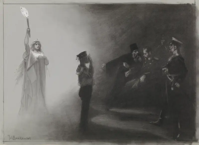 Ontwerp voor illustratie in De Amsterdammer: De nederlaag van Rusland ter Zee, 4 juni 1905 Wall Art by Johan Braakensiek - High-Resolution Digital Print