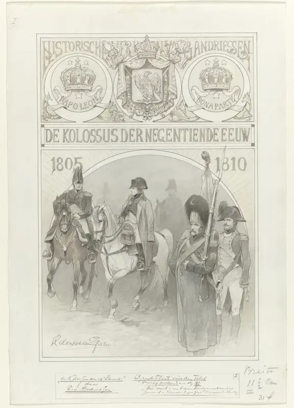 Ontwerp voor illustratie voor De Kolossus der Negentiende Eeuw door P.J. Andriessen (Groot Plaat, blz. 41); scène uit het leven van Napoleon Wall Art by George Lodewijk de Wetstein Pfister - High-Resolution Digital Print