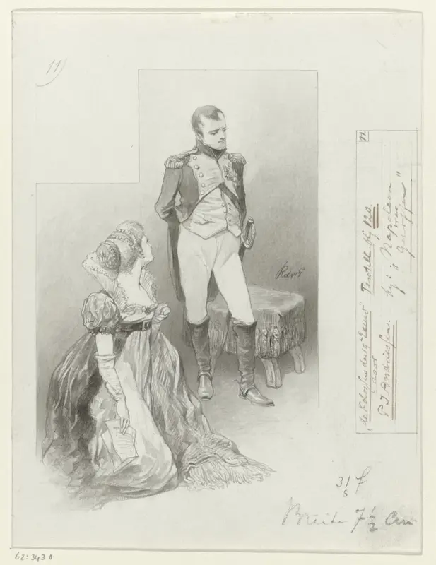 Ontwerp voor illustratie voor De Kolossus der Negentiende Eeuw door P.J. Andriessen (Textill., blz. 120); scène uit het leven van Napoleon Wall Art by George Lodewijk de Wetstein Pfister - High-Resolution Digital Print
