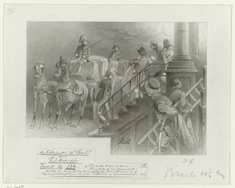 Ontwerp voor illustratie voor De Kolossus der Negentiende Eeuw door P.J. Andriessen (Textill., blz. 174); scène uit het leven van Napoleon Wall Art by George Lodewijk de Wetstein Pfister - High-Resolution Digital Print