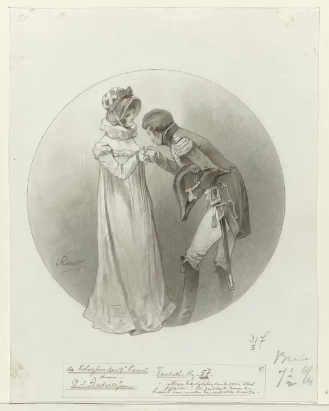 Ontwerp voor illustratie voor De Kolossus der Negentiende Eeuw door P.J. Andriessen (Textill., blz. 57); scène uit het leven van Napoleon Wall Art by George Lodewijk de Wetstein Pfister - High-Resolution Digital Print