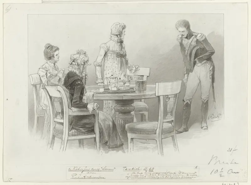 Ontwerp voor illustratie voor De Kolossus der Negentiende Eeuw door P.J. Andriessen (Textill., blz. 68); scène uit het leven van Napoleon Wall Art by George Lodewijk de Wetstein Pfister - High-Resolution Digital Print
