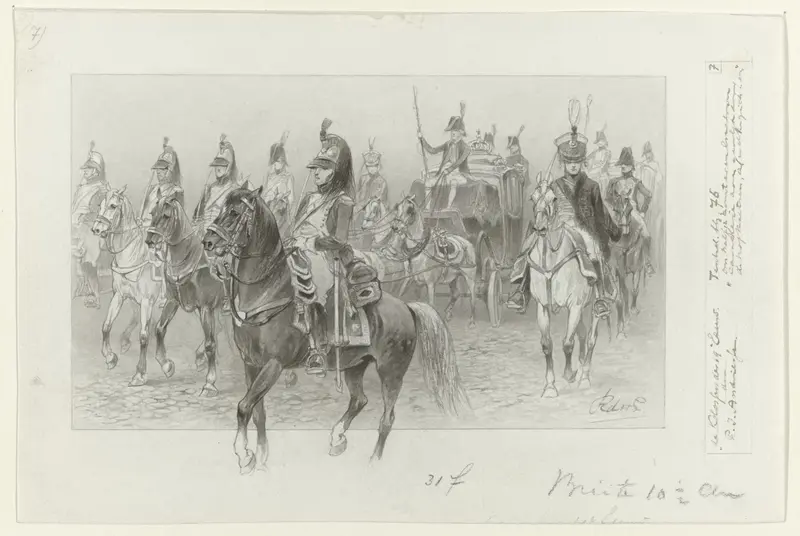 Ontwerp voor illustratie voor De Kolossus der Negentiende Eeuw door P.J. Andriessen (Textill., blz. 76); scène uit het leven van Napoleon Wall Art by George Lodewijk de Wetstein Pfister - High-Resolution Digital Print