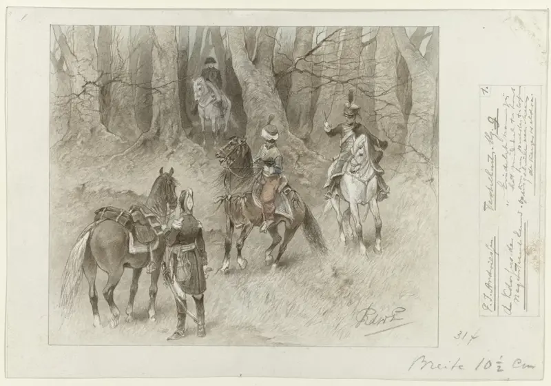 Ontwerp voor illustratie voor De Kolossus der Negentiende Eeuw door P.J. Andriessen (Textill., blz. 9); scène uit het leven van Napoleon Wall Art by George Lodewijk de Wetstein Pfister - High-Resolution Digital Print