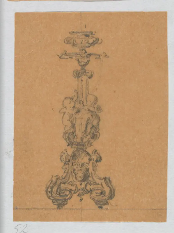 Ontwerp voor kandelaar met twee putti Wall Art by Henri Cameré - High-Resolution Digital Print