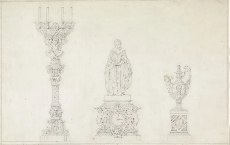 Ontwerp voor kandelaber Wall Art by Jean-Jacques Feuchère - High-Resolution Digital Print