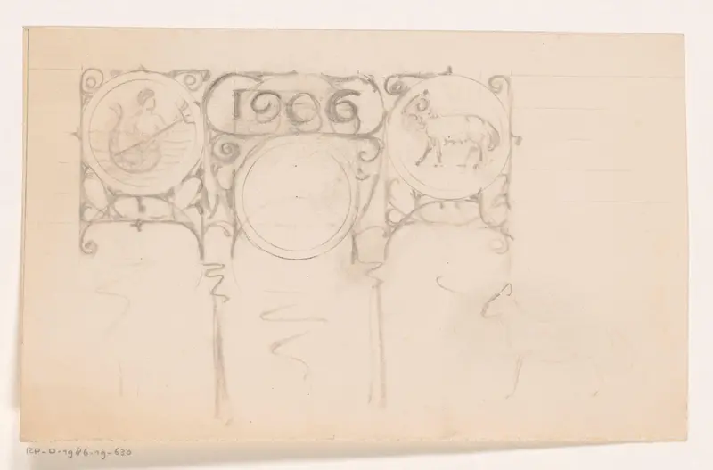 Ontwerp voor maandschrift 'De vrouw en haar huis' van 1906 Wall Art by Reinier Willem Petrus de Vries (1874-1953) - High-Resolution Digital Print